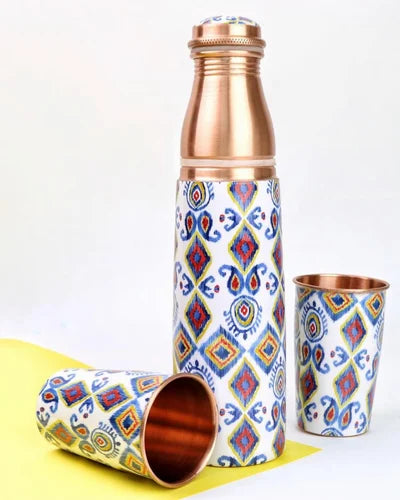 Coppjal Copper Meena Bottle Gift Set