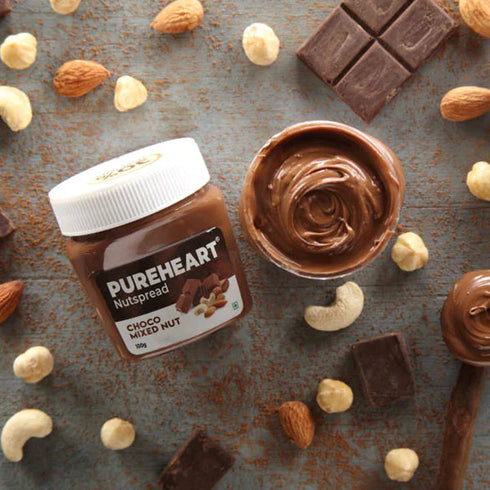 Pureheart Nut Spread Choco Mixed Nut - Nutty Chocolate Spread for Breakfast, Delicious, Smooth & Creamy Snack