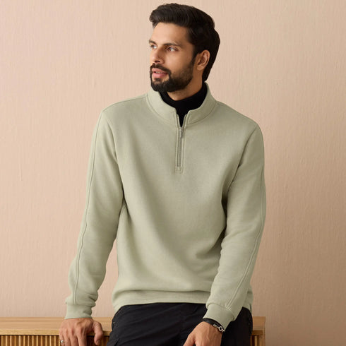XYXX Pulse French Terry Cotton Blend Half Zip Pullover Cascade Grey