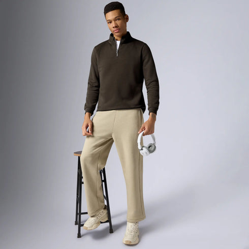 XYXX Pulse French Terry Cotton Blend Half Zip Pullover Malt Brown