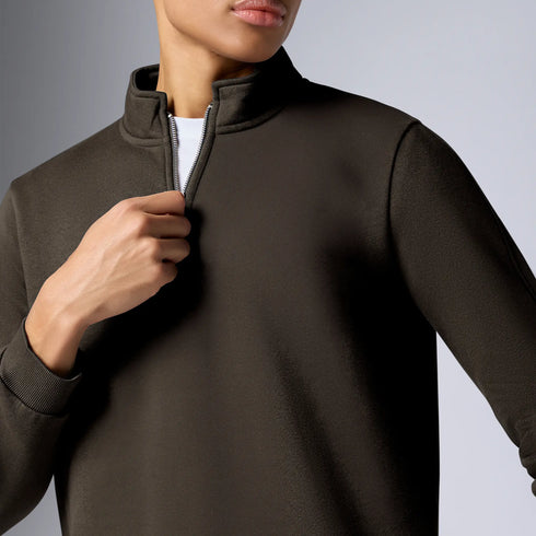 XYXX Pulse French Terry Cotton Blend Half Zip Pullover Malt Brown