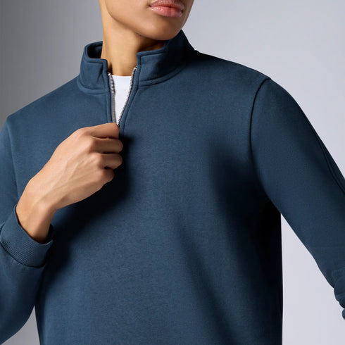 XYXX Pulse French Terry Cotton Blend Half Zip Pullover Opal Blue