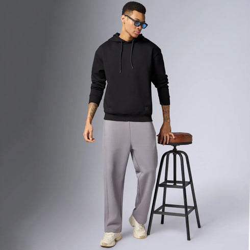 XYXX Pulse French Terry Cotton Blend Oversized Hoodies Pitch Black
