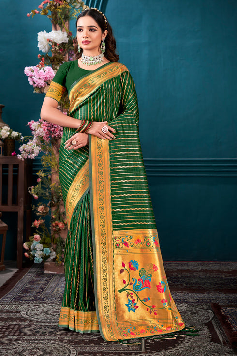 Deeva Sarees Green Paithani Silk Saree