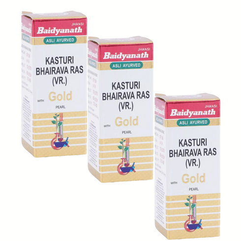 Baidyanath Jhansi Kasturi Bhairava Ras (Vr) With Gold Pearl Tablets