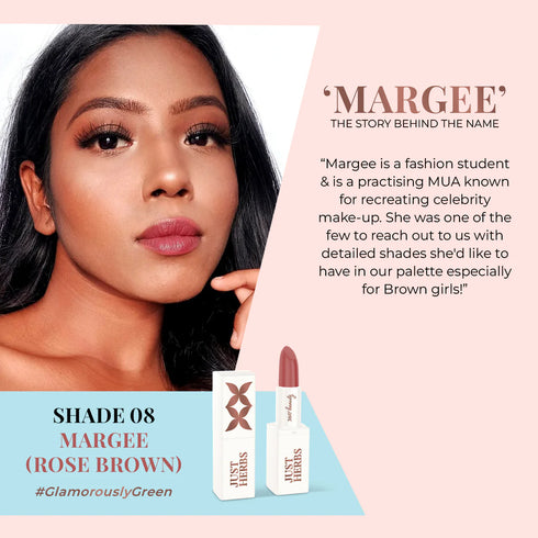 Just Herbs Herb Enriched Ayurvedic Lipstick (Margee|8|Rose|Brown)