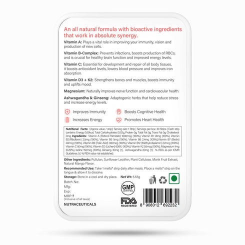 Wellbeing Nutrition Melts Into Multivitamins Oral Strips