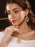Gold Toned Cubic Zirconia Studded Designer Chandelier Statement Necklace Jewellery Set