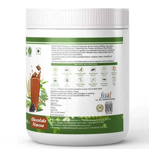 Inlife Vegan Plant Protein Powder Chocolate Flavour