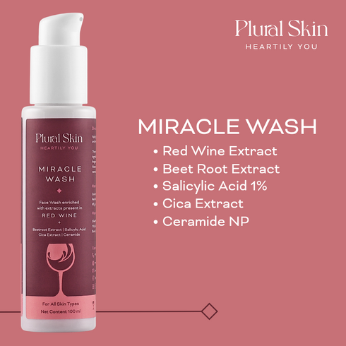 Plural Skin Red Wine Skincare Ritual Pack of Miracle Wash Pure Age Serum and Renewal Night Sheild Gel