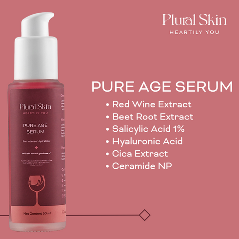 Plural Skin Red Wine Skincare Ritual Pack of Miracle Wash Pure Age Serum and Renewal Night Sheild Gel