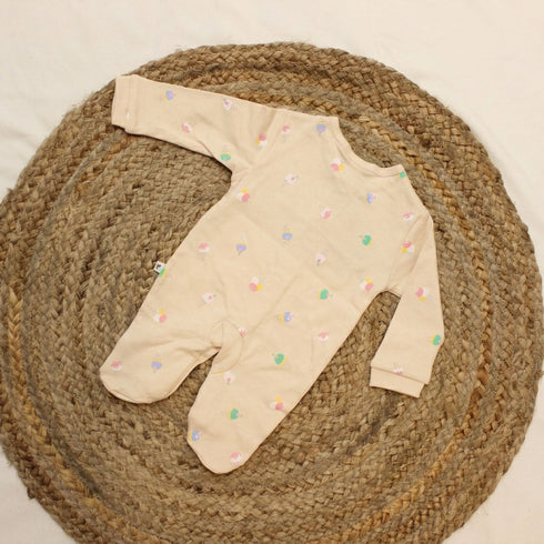 Bachpan kids wear New Born Romper with Matching Beanie - Light Cream