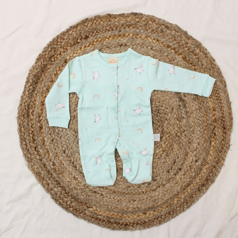 Bachpan kids wear New Born Mint Green Romper With Matching Beanie
