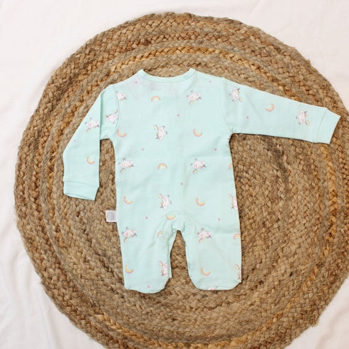 Bachpan kids wear New Born Mint Green Romper With Matching Beanie