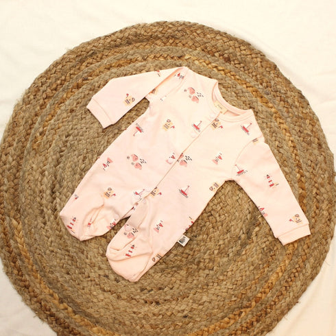 Bachpan kids wear New Born Rompers with Matching Beanie -Pale Pastel Pink