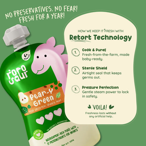 Rorosaur Pear-Y Green Baby Puree