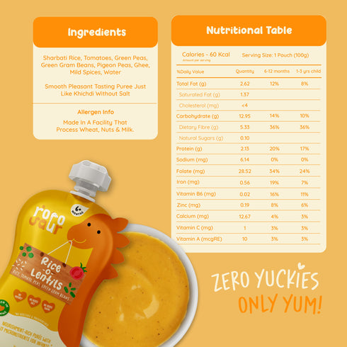 Rorosaur Rice-O-Lentils Baby Puree