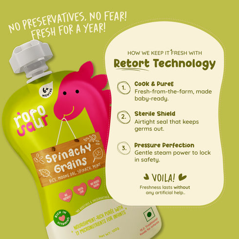 Rorosaur Spinachy Grains Baby Puree