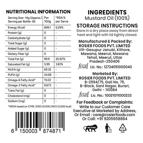 Stone Pressed Yellow Mustard Oil