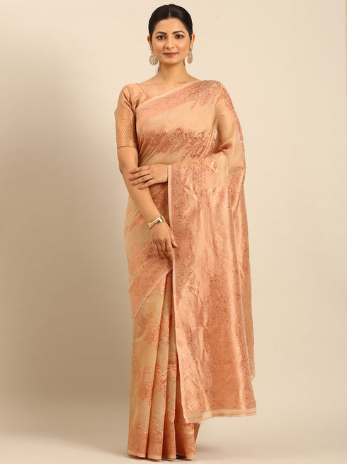 Deeva Sarees Beige Cotton Saree