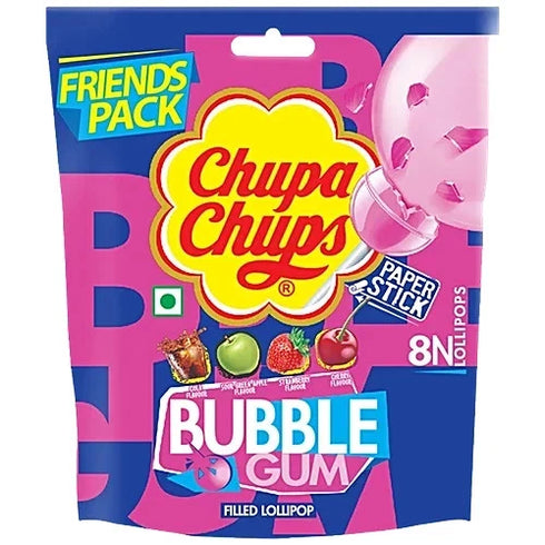 Chupa Chups Assorted Bubble Gum Filled Lollipop - Friends Pack (8 pcs)