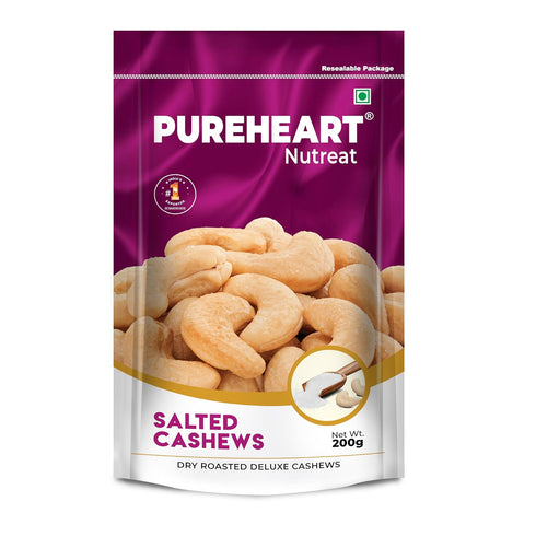 Pureheart Nutreat Roasted Salted Cashews | Flavourful & Crunchy Snack