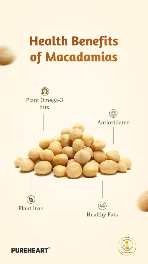 Pureheart Salted Macadamia Halves Premium Roasted Australian Split Macadamia Nuts