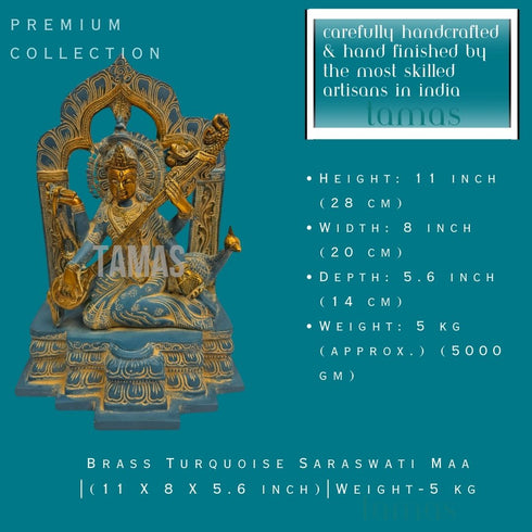 Tamas Brass Turquoise Saraswati Maa|