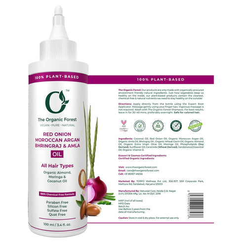 The Organic Forest Red Onion| Moroccan Argan| Bhringraj & Amla Hair Oil