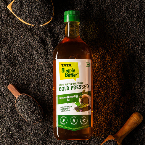 Tata Simply Better Sesame (Gingelly) Oil 1L | 100% Pure | Unrefined & Cold-pressed | Hexane-Free