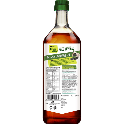 Tata Simply Better Sesame (Gingelly) Oil 1L | 100% Pure | Unrefined & Cold-pressed | Hexane-Free