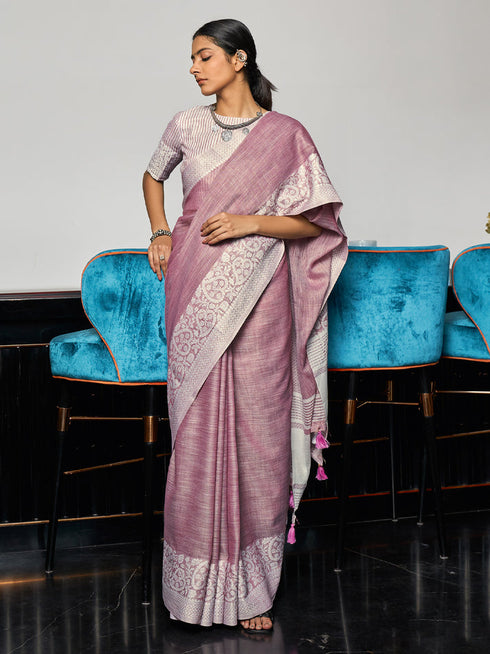 Deeva Sarees Purple Linen Saree