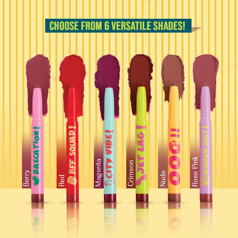 LoveChild Jet Lag| Passport to Plump Lip Volumizing Matte Crayon Crimson