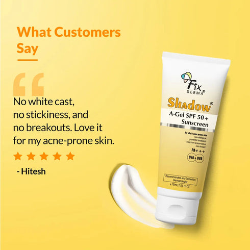 FixDerma Shadow A gel SPF 50+ Sunscreen | Oil-Free Sun Protection for Acne-Prone Skin