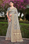 Deeva Sarees Pearl Gray Satan Silk