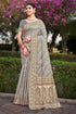 Deeva Sarees Pearl Gray Satan Silk