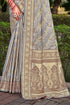 Deeva Sarees Pearl Gray Satan Silk