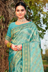 Deeva Sarees Cyan Blue Satan Silk Saree