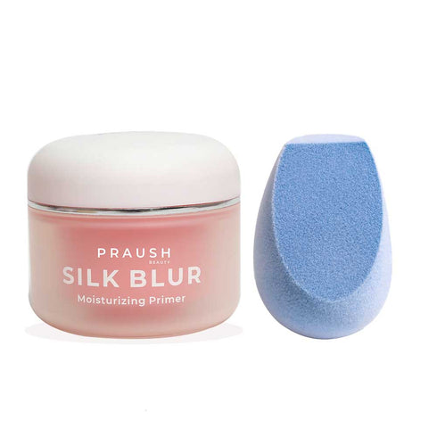 Praush 1 Microfiber Sponge + 1 Silk Blur Moisturizing Primer - Flawless Face Bundle