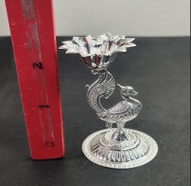 Pure Silver Peacock Diya pair 52gm - By Mahita Collections