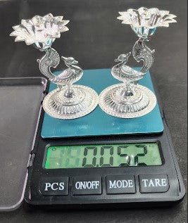Pure Silver Peacock Diya pair 52gm - By Mahita Collections
