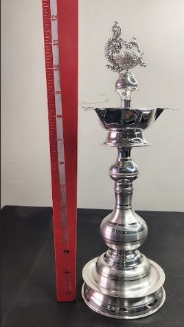 Pure Silver Peacock Lamp pair 565gm - By Mahita Collections