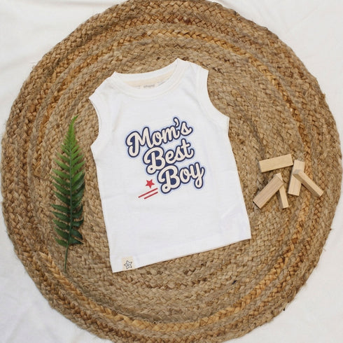 Bachpan kids wear New Born Sleeveless Graphic Tee — Crisp White