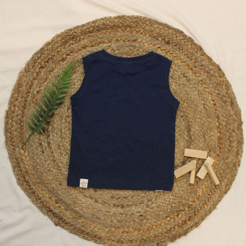 Bachpan kids wear New Born Sleeveless Graphic Tee — Rich Navy Blue