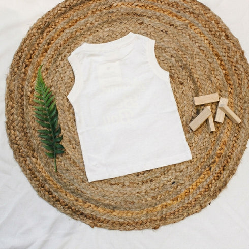 Bachpan kids wear New Born Sleeveless Graphic Tee — Crisp White