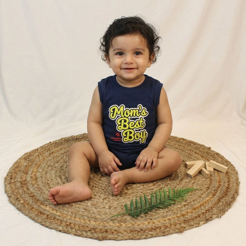 Bachpan kids wear New Born Sleeveless Graphic Tee — Rich Navy Blue