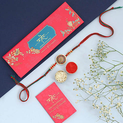 Pearl and Beads Meenakari Rakhi With Cadbury Celebrations