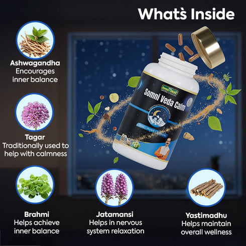 Jeena Sikho Somni Veda Calm Capsules Herbal Relaxation and Sleep Support