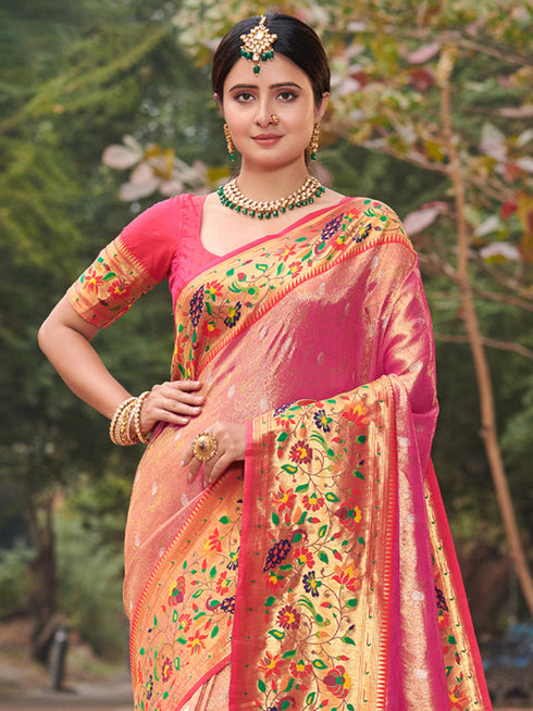 Deeva Sarees Orange Paithani Silk Saree