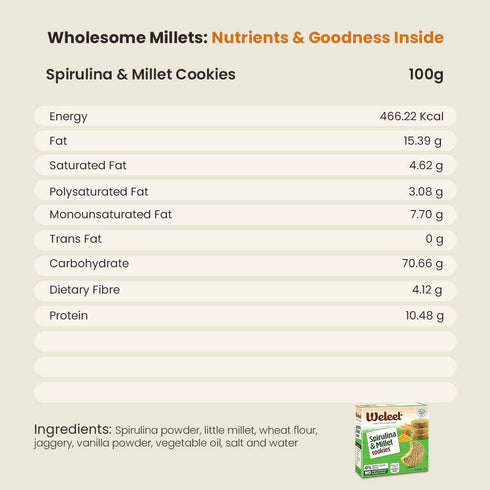 Weleet Spirulina & Millet Digestive Healthy Cookies